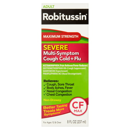 Robitussin Maximum Force grave contre la toux Multi-Symptom froide + grippe CF liquide, 8 fl oz