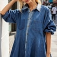 thumbnail image 4 of Livrdious Oversized Denim Dresses for Women Long Sleeve Button Down Denim Dress Womens Babydoll Jean Shirt Dresses, S-2X, 4 of 8