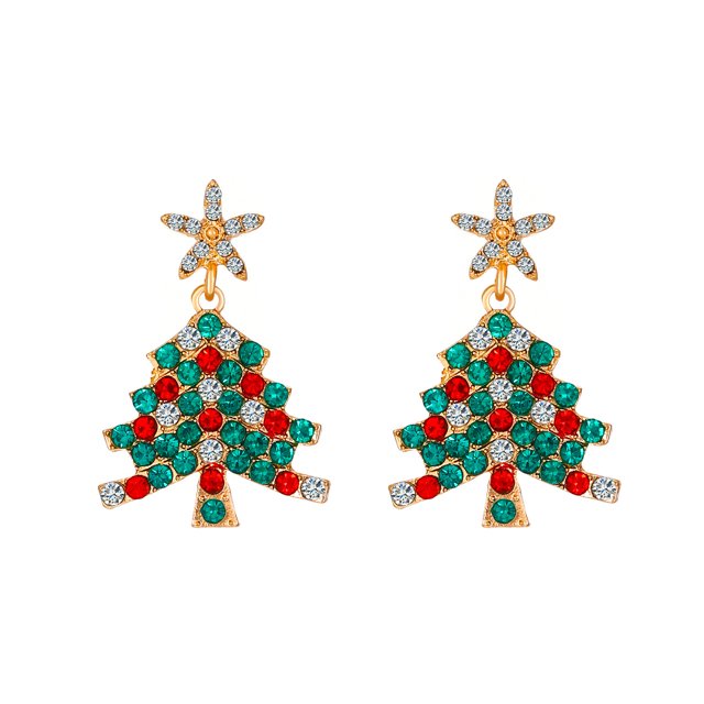 Pendientes creativos de árbol de Navidad para mujer, diseño de nicho de moda, otoño e invierno, elegantes pendientes navideños