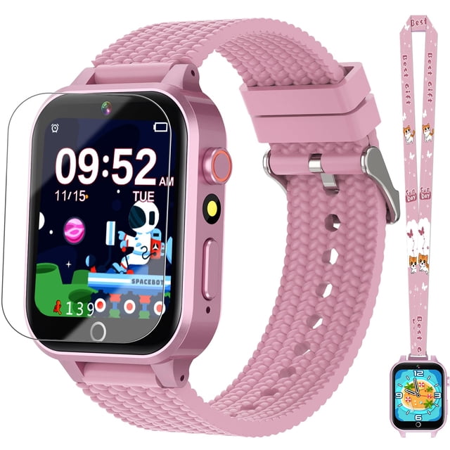 Reloj inteligente Melontti para niños y niñas de 5 a 12 años con 26 juegos, color rosa