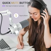 FIFINE K688 USB XLR Studio Microphone for PC Computer Recording, Podcast Dynamic Microphone for Live Streaming with Headphone Jack, Mute, Gain Control