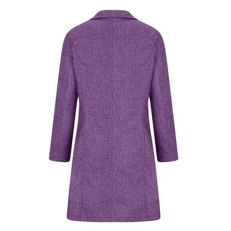 XFLWAM Women's Winter Wool Coat Stand Collar Single Breasted