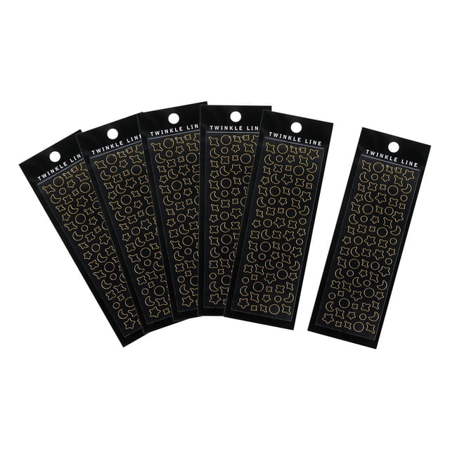 Paquete de 6 hojas de pegatinas doradas/plateadas para tazas, celular, tarjetas, agenda y diario. Cielo dorado