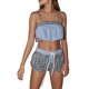 thumbnail image 1 of Lucakuins Conjunto de pijamas para mujer, 2 piezas, ropa de descanso, camisolas a cuadros, camisetas sin mangas recortadas y pantalones cortos con cordón, trajes de dormir Lucakuins moda, 1 of 8