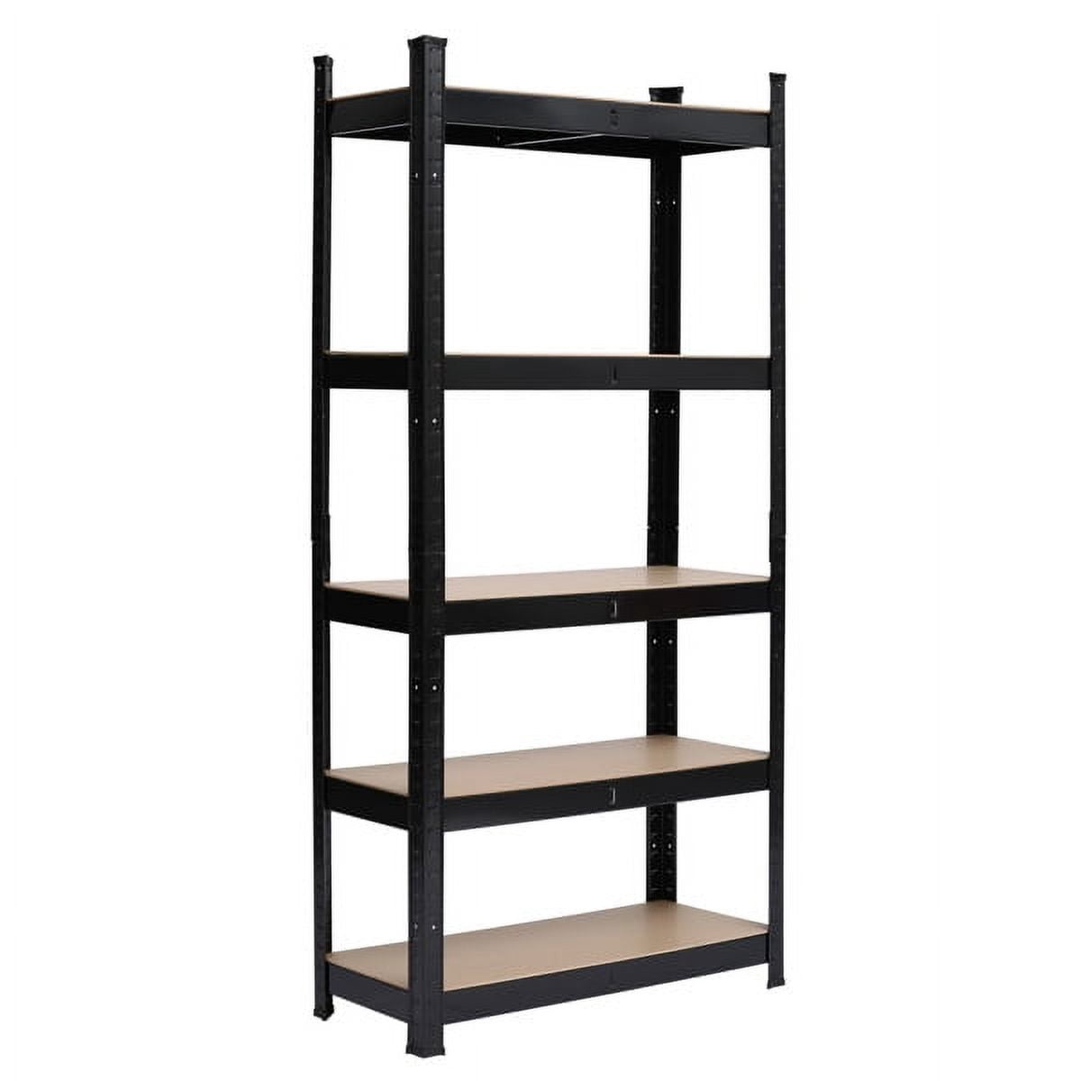 Alvantor 5 Tier Heavy Duty Metal Shelving Rack, Adjustable Garage Storage Shelf, Steel and MDF, 28 x 12 x 60 in, Black