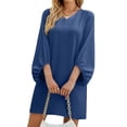 thumbnail image 3 of Vestido, Manga Farol 3/4 Agradable A La Piel Cómodo Vestido De Color Sólido Para Vacaciones ANGGREK  Otros, 3 of 6