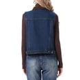 thumbnail image 3 of INSPIRE CHIC Denim Vest for Women Corduroy Collar Button Down Casual Sleeveless Jean Jacket XS Dark Blue, 3 of 6