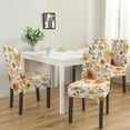 thumbnail image 2 of Modern Floral Peony Autumn Leaves Dining Chair Covers Set of 4 Washable Polyester Stretch Slipcovers Removable Protector for Country Home, 2 of 7