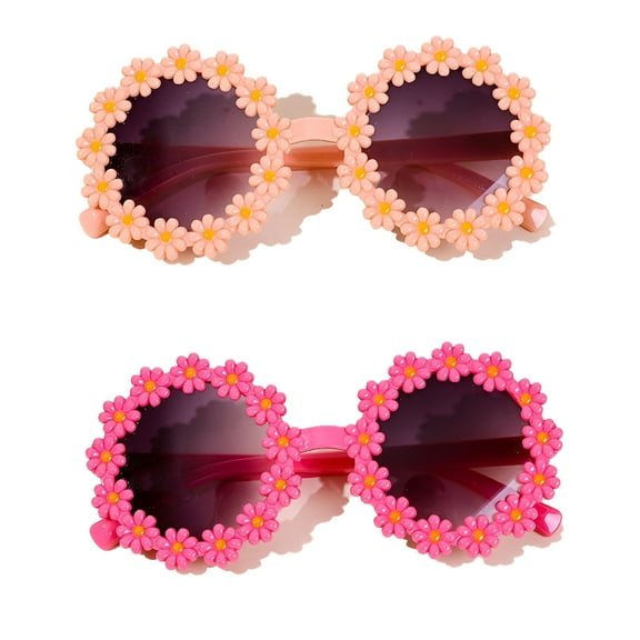 GJX 2Pcs Toddler Sunglasses,Curved Temple Arms Kids Sunglasses,Comfortable Fit Toddler Girl Sunglasses,Style1