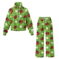 thumbnail image 4 of SCRAWLGOD St. Patrick's Day Ladybug Four Leaf Clover Daisy Spot Green Lounge Sets for Women Sweatsuit Turtleneck 2 Piece Outfits Sweatshirt Wide Leg Sweatpants Fashionable Tracksuit Matching Set, XS, 4 of 7