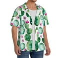 thumbnail image 4 of KLL Cactus Plants Print Men's Shirt Short Sleeve Button Down Summer Cuba Beach Shirts- XX-Large, 4 of 7