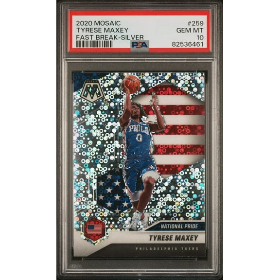 Graded 2020 Panini Mosaic Tyrese Maxey #259 Fast Break Silver Rookie RC Basketball Card PSA 10 Gem Mint