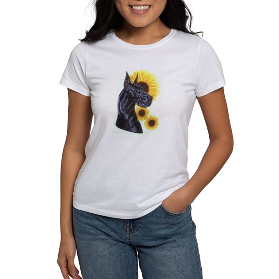 CafePress - C Blk Sunflower Women's T Shirt - Women's Classic T-Shirt