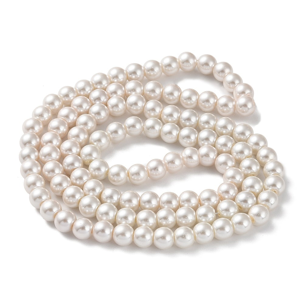 Baking Painted Pearlized Glass Pearl Round Bead Strands Old Lace 8mm Hole: 1mm 108~109pcs/strand 31.10~31.50''(79~80cm)