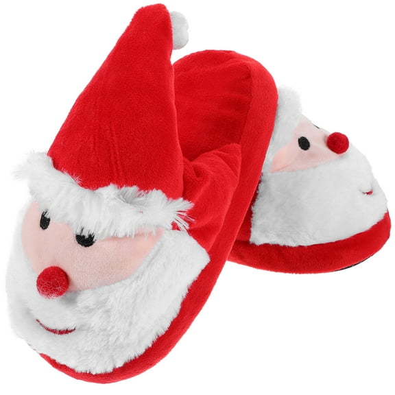 UPOUART Soft Warm Christmas Fuzzy Slippers for Women and Men, Cozy Indoor Shoes with Sole, 1 Pair Holiday