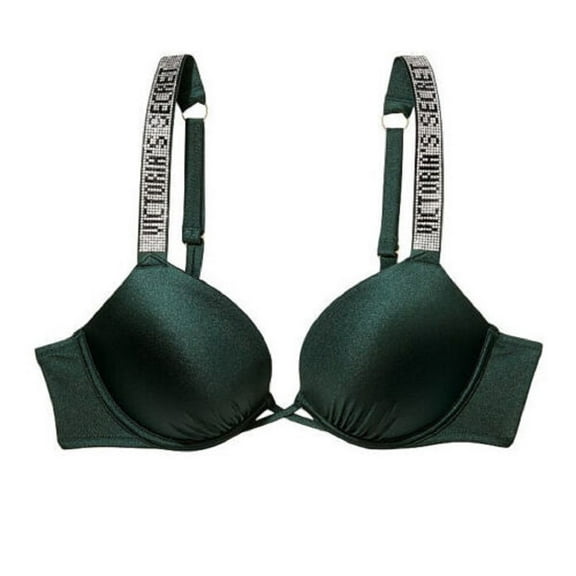 Victoria's Secret Shine Strap Bombshell Add-2-cup Push Up Bikini Swim Top Envious Green Cup Size 36D NWT