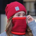 thumbnail image 3 of vnanda Knit Hat Scarf Set Women Winter Hat Scarf Set Knitted Thickened Solid Color Warm Windproof Elastic Anti-slip Plush Cycling Neck Wrap Beanie Set Lady, 3 of 8