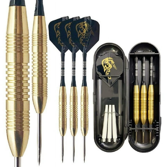Sardfxul 14 Pcs/Set Steel Tip Darts Set Aluminum Shafts & Brass Barrel, Professional Archer Black Coating Brass Barrels