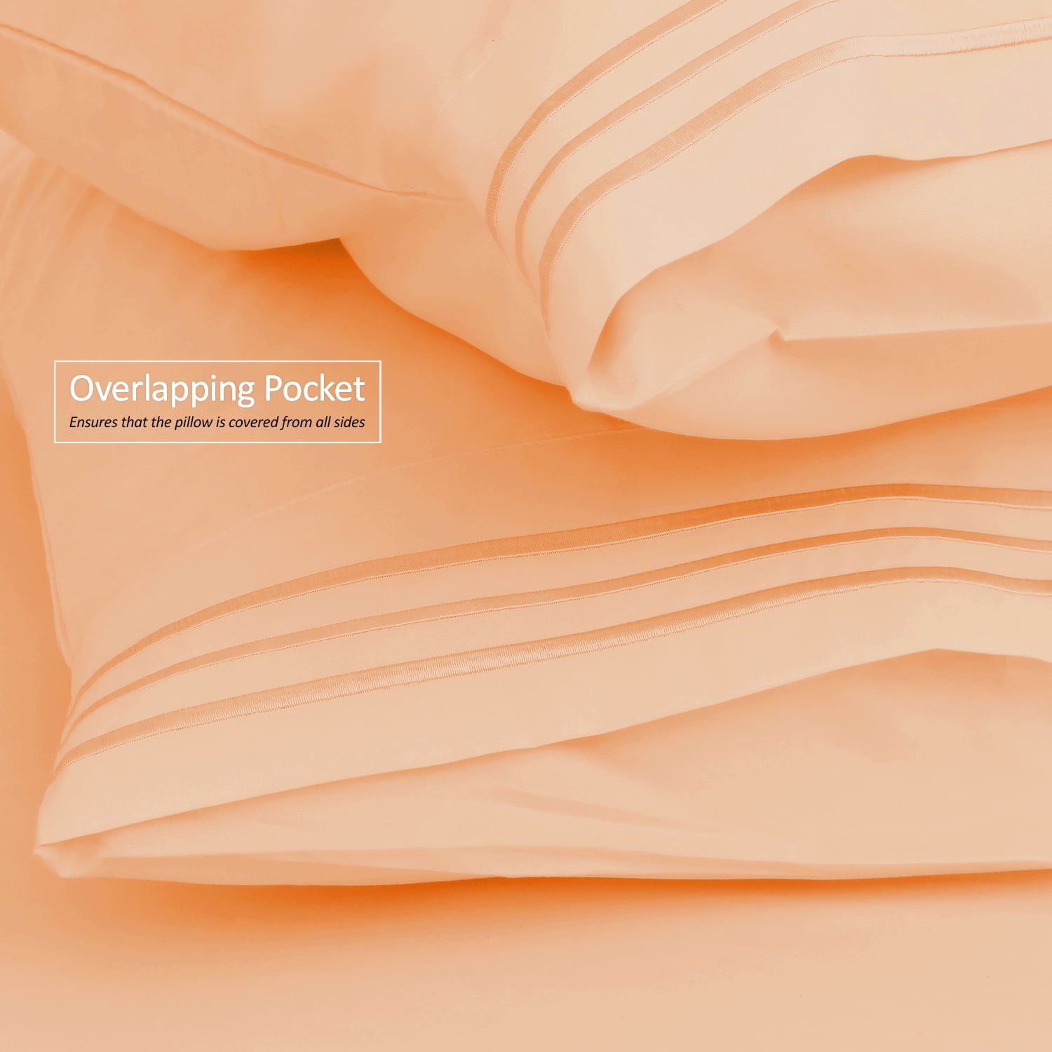 Clara Clark Pillow Cases Premier 1800 Microfiber Collection Pillow Case Set Of 2 Pieces, Standard Size, Apricot Orange