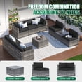 thumbnail image 3 of Clouddwell 10 Piece Patio Furniture Set Wicker Rattan Patio Conversation Set Outdoor Sectional Sofa Set with Coffee Table and Black Cushions(Waterproof Cover Included), 3 of 6