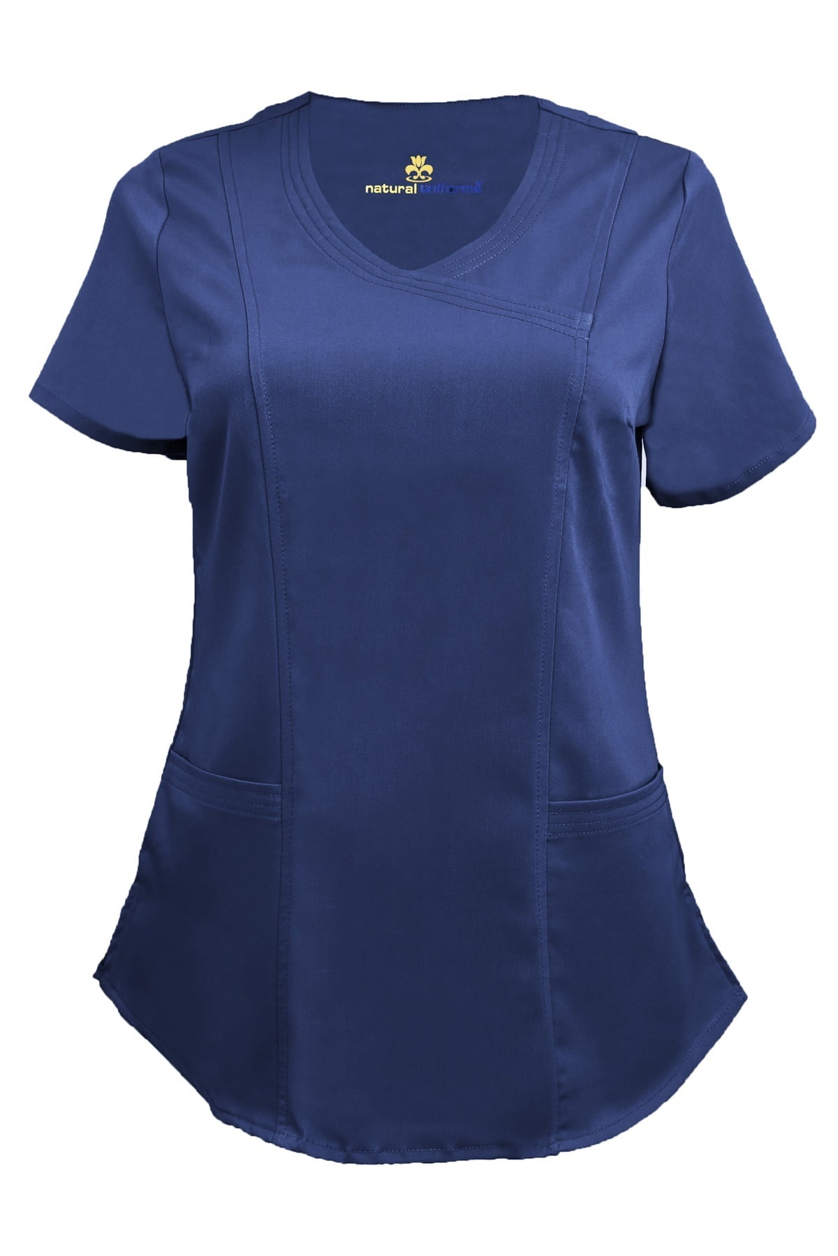 NATURAL UNIFORMS WOMENS COMFORT STRETCH SCRUB TOP MOCK WRAP STITCHED