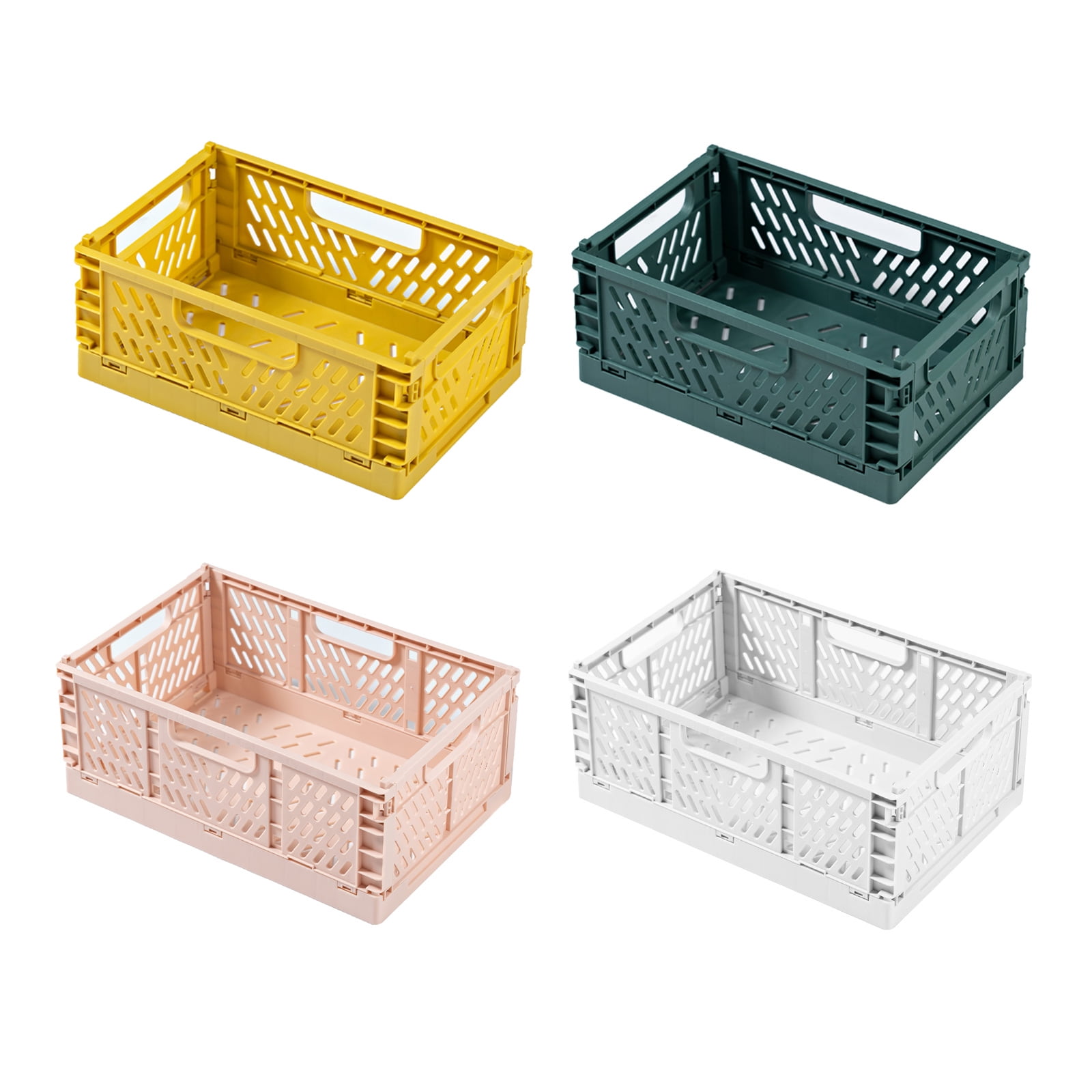 YETOOME 4 Pack Mini Plastic Baskets for Shelf Storage Organizing, Small  Plastic Baskets, Folding Storage Crate for Home Kitchen Classroom Bedroom