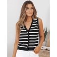 thumbnail image 2 of CAILDANL Vest Tops for Women 2025 Fall Outfits Striped Sweaters Button Up Casual Shirts Blouses Jacket Fashion Clothes, 2 of 2