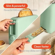 bella 2-Slice Slim Toaster with Extra Long Slot, 6 Setting Shade Control with Reheat & Cancel Buttons, Seaglass