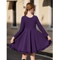 thumbnail image 5 of Arshiner Girls Dress, Long Sleeve A Line Twirly Skater Loose Casual/Party Dresses with Pocket, Summer Dresses Midi Sundress Beach Dress, 5 of 7
