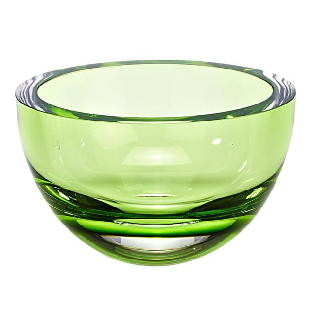 6" Mouth Blown Crystal European Made Lead Free Spring Green Bowl