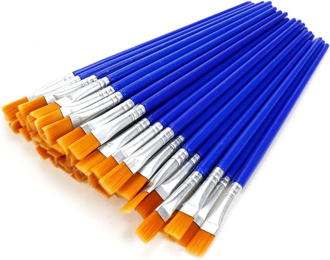 Kids Adult Craft Paint Brushes Flat, 60PCS Blue Premium Small Paint
