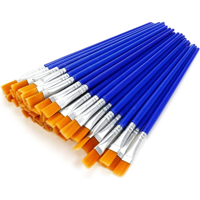 Kids Adult Craft Paint Brushes Flat, 60PCS Blue Premium Small Paint Brushes  for Classroom Crafts, Acrylic Watercolor Face Painting, Rock Canvas  Painting 