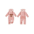 thumbnail image 2 of BemeyourBBs Baby Girls Ribbed Romper Highland Cow Print Jumpsuits and Headband, 2 of 9