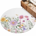 thumbnail image 2 of Round Area Rugs 6Ft, Botanical Floral Non-Slip Washable Circle Rugs Carpet, Spring Colorful Flowers Butterfly Indoor Outdoor Rug Floor Mats Throw Runner for Bedroom Living Room Bathroom, 2 of 8
