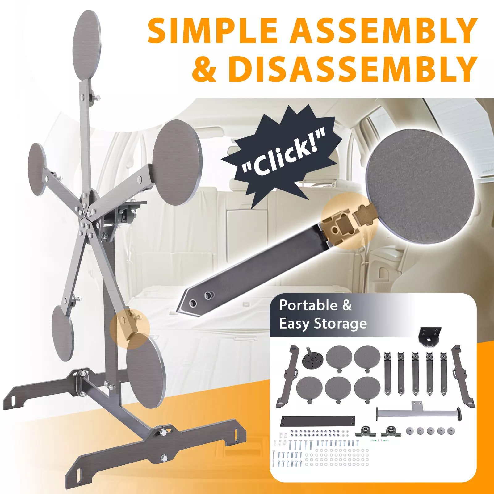 Kojem Portable Metal Target Stand Steel Shooting Target 8" Paddles Steel Anti-Rust Oil