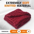 thumbnail image 3 of Cheer Collection  Ultra Plush and Soft Chunky Cable Knit Throw Blanket Burgundy 50" X 60" Christmas, Winter, Fall Cabin & Lodge, 3 of 5