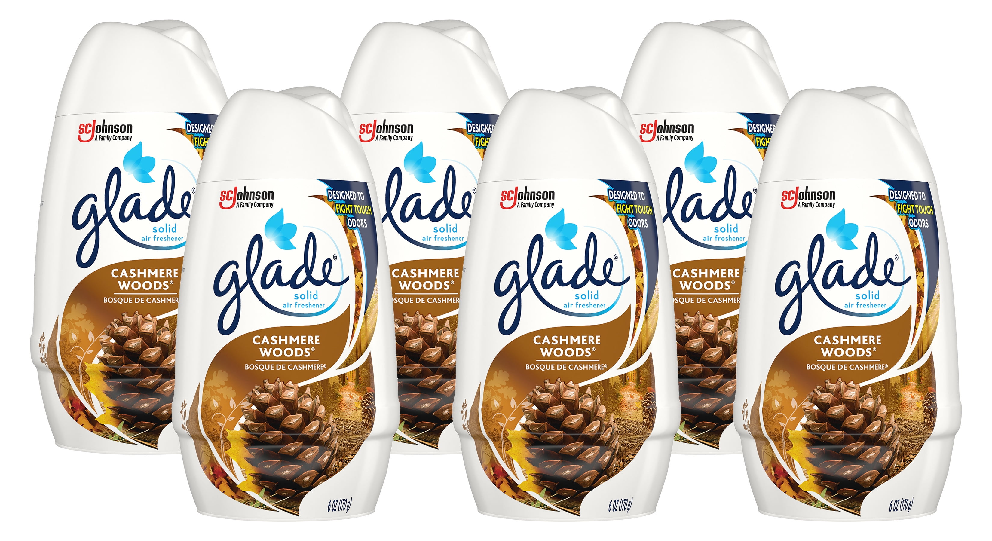 Glade Cashmere Woods Solid Air Freshener, 6 oz. (Pack of 6)