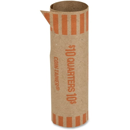 Quarter Coin Tubes - Coin-Tainer Preformed Tubular Coin Wrappers, Quarters, $10, 1000 Wrappers/Box