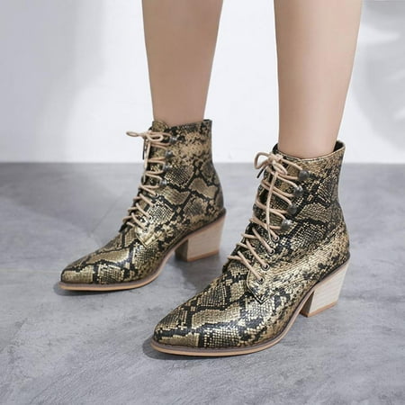 

Tdoqot Womens Thigh High Boots- Low-heeled Chunky Heel Christmas Gifts Sexy Women s Ankle Boots Yellow 35