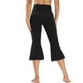 thumbnail image 2 of Mrat Yoga Capris for Women High Waist Leggings Cropped Athletic Workout Capris Straight Leg 21" Pants with Pockets S-26 Black, 2 of 9