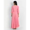 thumbnail image 2 of Indian Designer Pink solid maxi dress party ware Anarkali kurta for Women casual ready to wear, 2 of 5