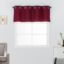 Diamond Home Modern Burgundy Solid Print Grommet Blackout Kitchen Valances, 52” x 18”