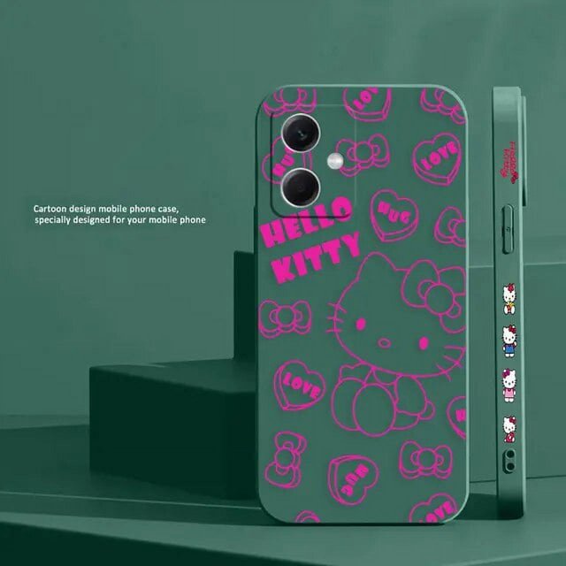 Pink Hello K-Kitty Line Cat Phone Case For Redmi Note 12 11 11T 11R 11S 10 9T 8 7 7S PRO PLUS 4G 5G Silicone Case Fundas Shell LXY