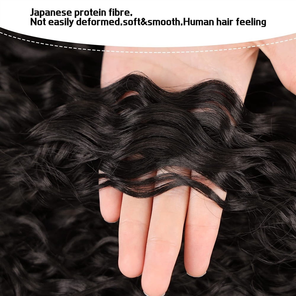 Human Hair Drawstring Ponytail 10-26 Inch Long Deep Wave Ponytail Hair Pieces Natural Color Wave Curly Ponytail Extensions for Women