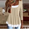 thumbnail image 2 of IROINID Réduit Dames Long Sleeve T-Shirts Hiver Aguichant Col Rond Poche Hauts Imprimés Blouse Régulière, Kaki, 2 of 8