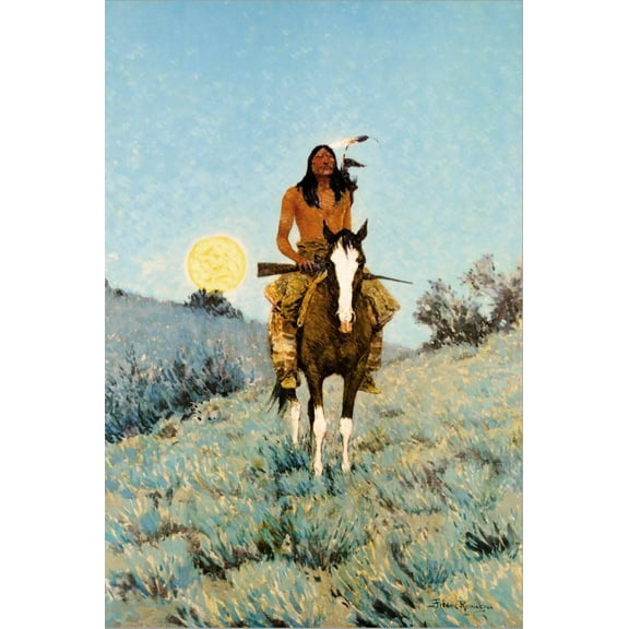 Art.com The Outlier 1909 Stretched Canvas Print Wall Art by Frederic Sackrider Remington, 16" x 24"