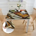 thumbnail image 2 of BANET  Book Shelf Tablecloth Retro Bookshelf Literature Books Rectangle Table Cloth Washable Plaid Table Cover for Kitchen Holiday Dinner, Tablecloth white, 2 of 7