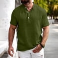thumbnail image 2 of Mens T-Shirts Sevevn Men's Summer Casual Henley Shirts Lightweight Short Sleeve Textured Tops Army Green XL, 2 of 9