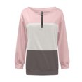 thumbnail image 3 of Gibobby Divertidas Sudaderas Camiseta superior Moda para mujer Colorblock Estampado Manga larga Cremallera Moda al libre Top informal (Rosa, XXL), 3 of 4