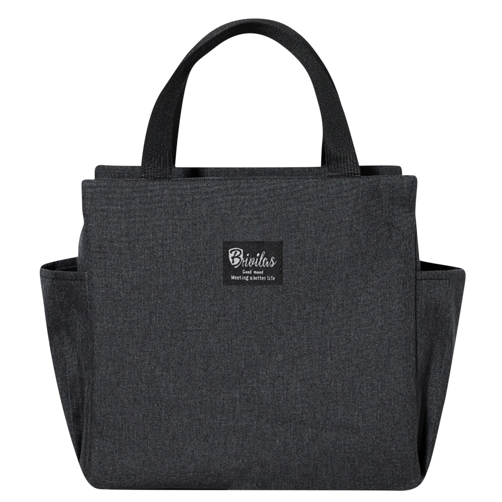 VerPetridure Bento Snack Bag Lunch Bag insulated Bento Bag Black Black